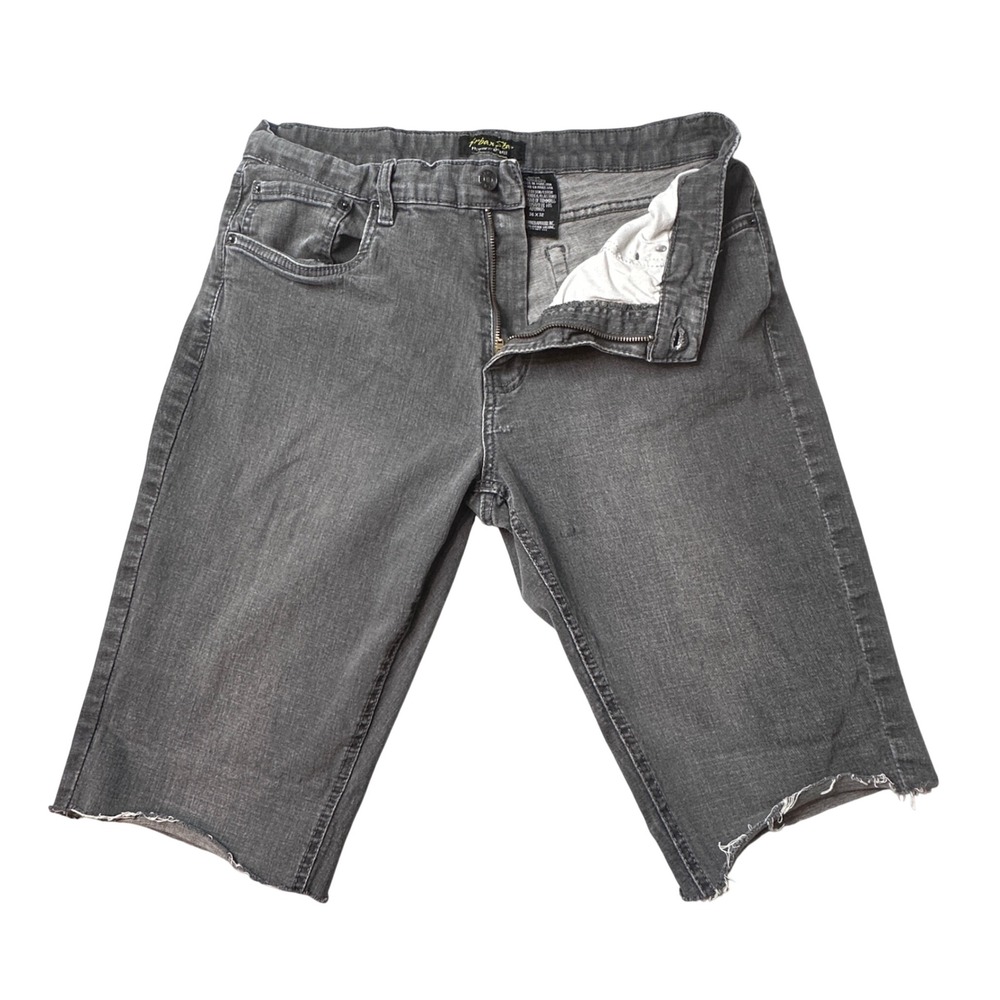 Urban Star Denim Shorts Mens 36 Gray Raw Hem Cut Off Stretch Casual Jorts Y2K